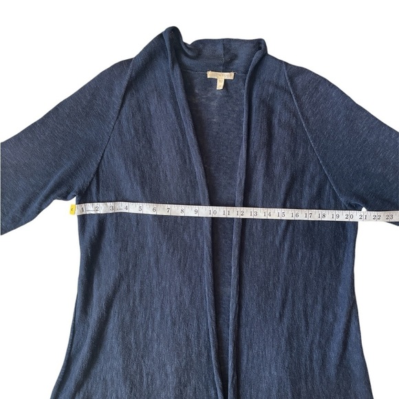 Eileen Fisher short sleeves drape front linen cardigan blue size medium - Picture 5 of 10